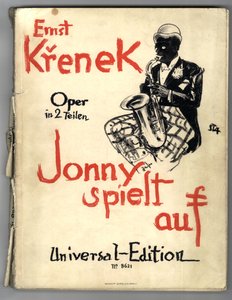 Ernst Krenek, Jonny Strikes Up, omslag van de pianopartituur (1e ed.) door Arthur Stadler